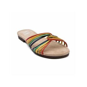 JANE AND THE SHOE Womens Beige Rainbow Strappy Hallie Slip On Slide Sandals 6.5